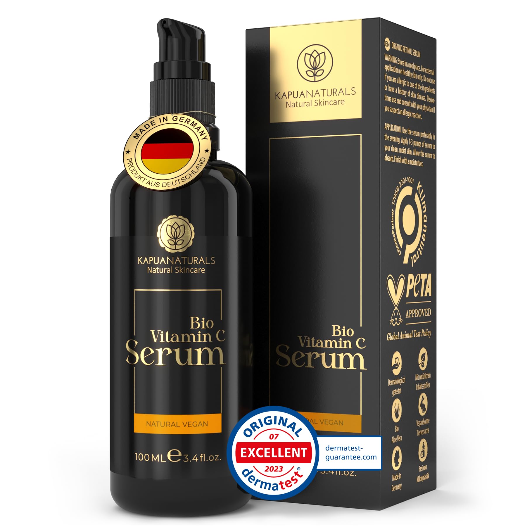 INTRODUCCIÓN PRECIO BIO Serum Vitamina C Rostro 100ml con Ácido Hialurónico • Vegano&BIO • +Extracto de Hoja de Vino • +Pantenol • +Vitamina E • Piel radiante&limpia sin manchas&rojeces