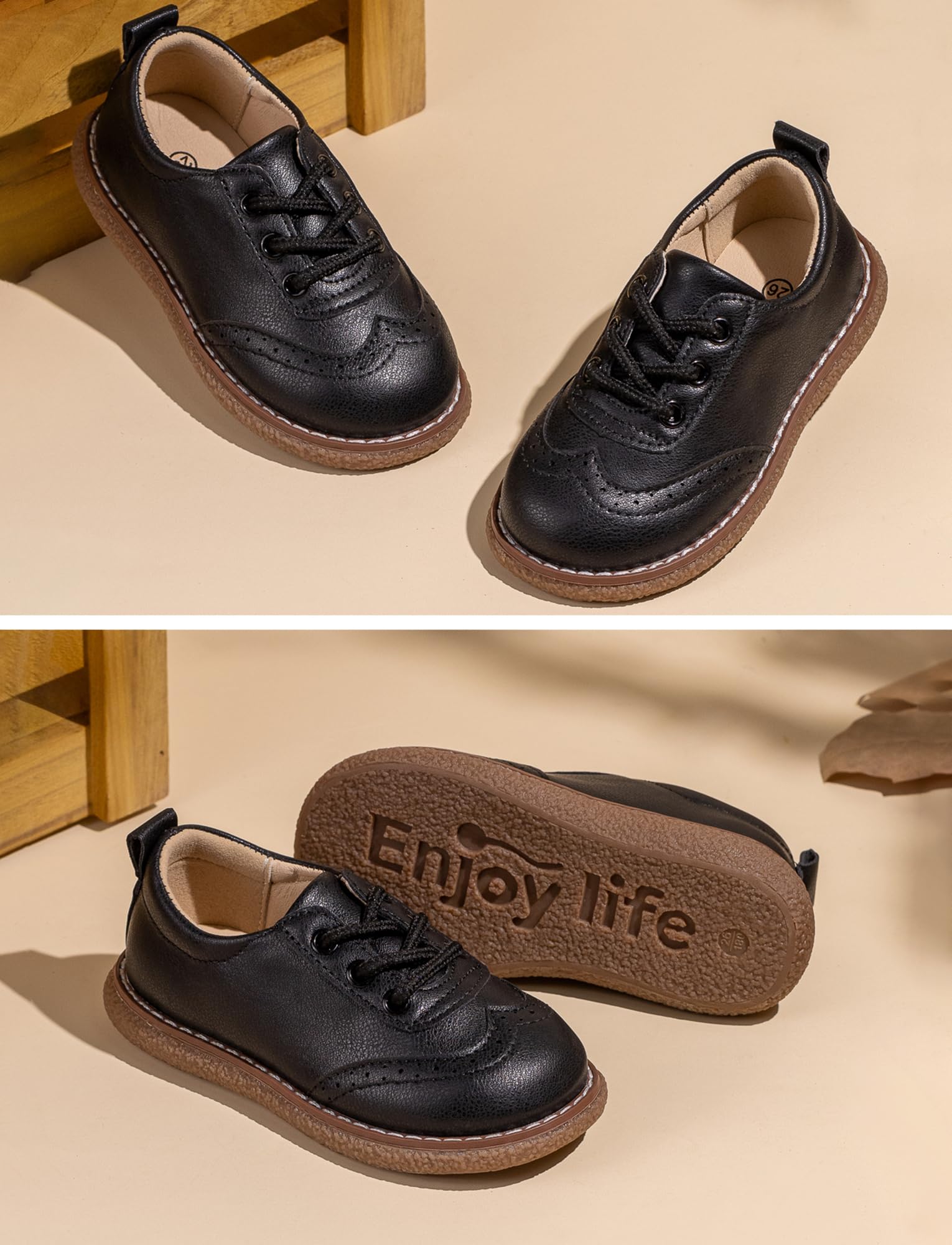 Happy Cherry Scarpe Stringate Basse in Pelle PU Scarpine Bambini Ragazze con Suola Moribida Scarpette Brogue Eleganti