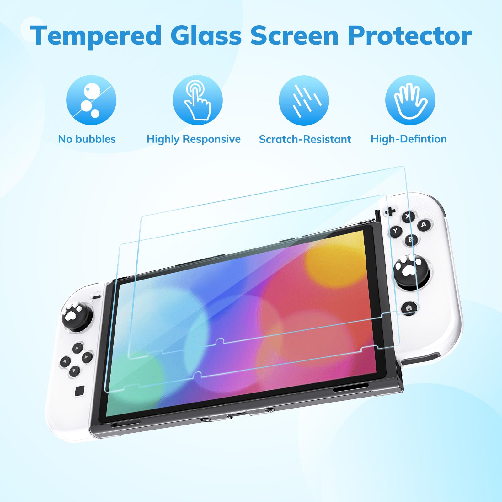Younik Kit de Accesorios para Switch OLED, 15 en 1 con Estuche para Switch, Soporte Ajustable, 2 Protectores de Pantalla, 2 agarres y 2 Fundas Protectoras de TPU para los J-con