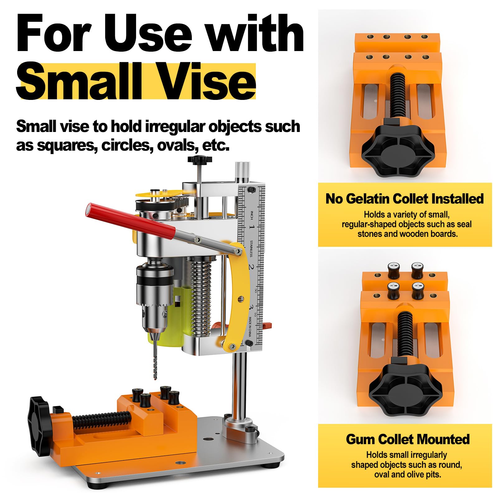 Yofuly Mini Taladro de Banco, Taladro de Columna Eléctrico de 7 Velocidades, Mini Mesa de Prensa Taladro Multifunción para Bricolaje en Metal, Madera, Manualidades CNC 795 Motor B10 Chuck