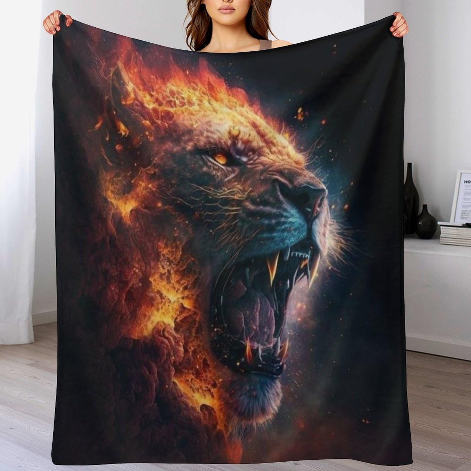 Flannel couverture de canapé housse de chaise décorative lion