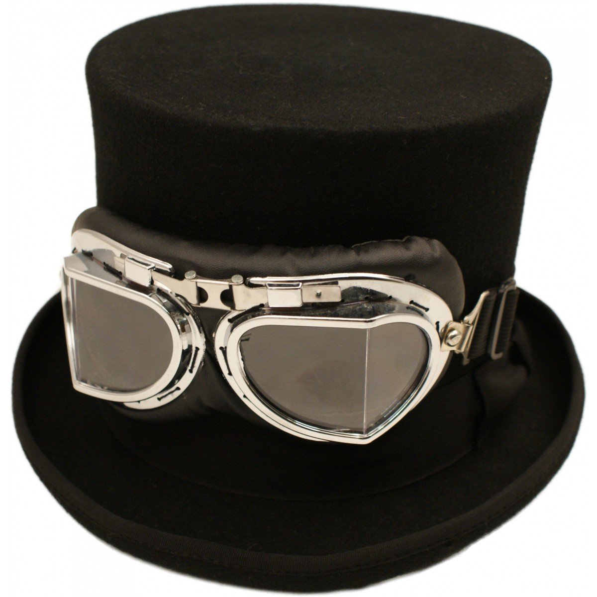 Major WearUnisex Wool Felt Steam Punk Topper Hat with Goggles