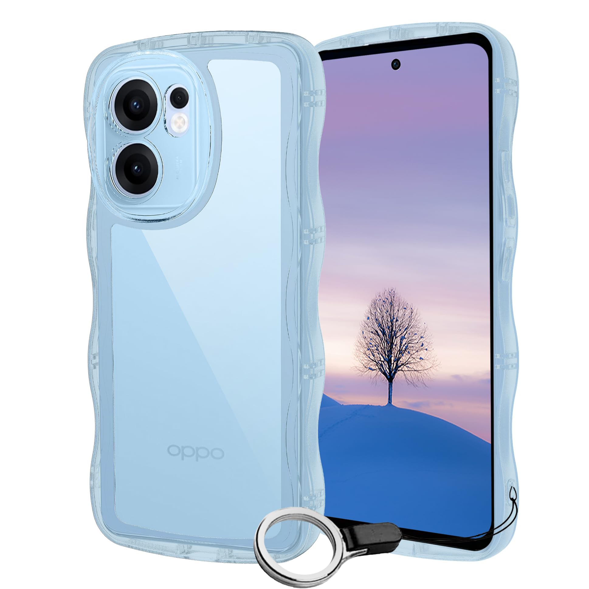 Amazon.co.jp: OPPO Reno13 A ケース ブルー ウェーブ TPU波状の 