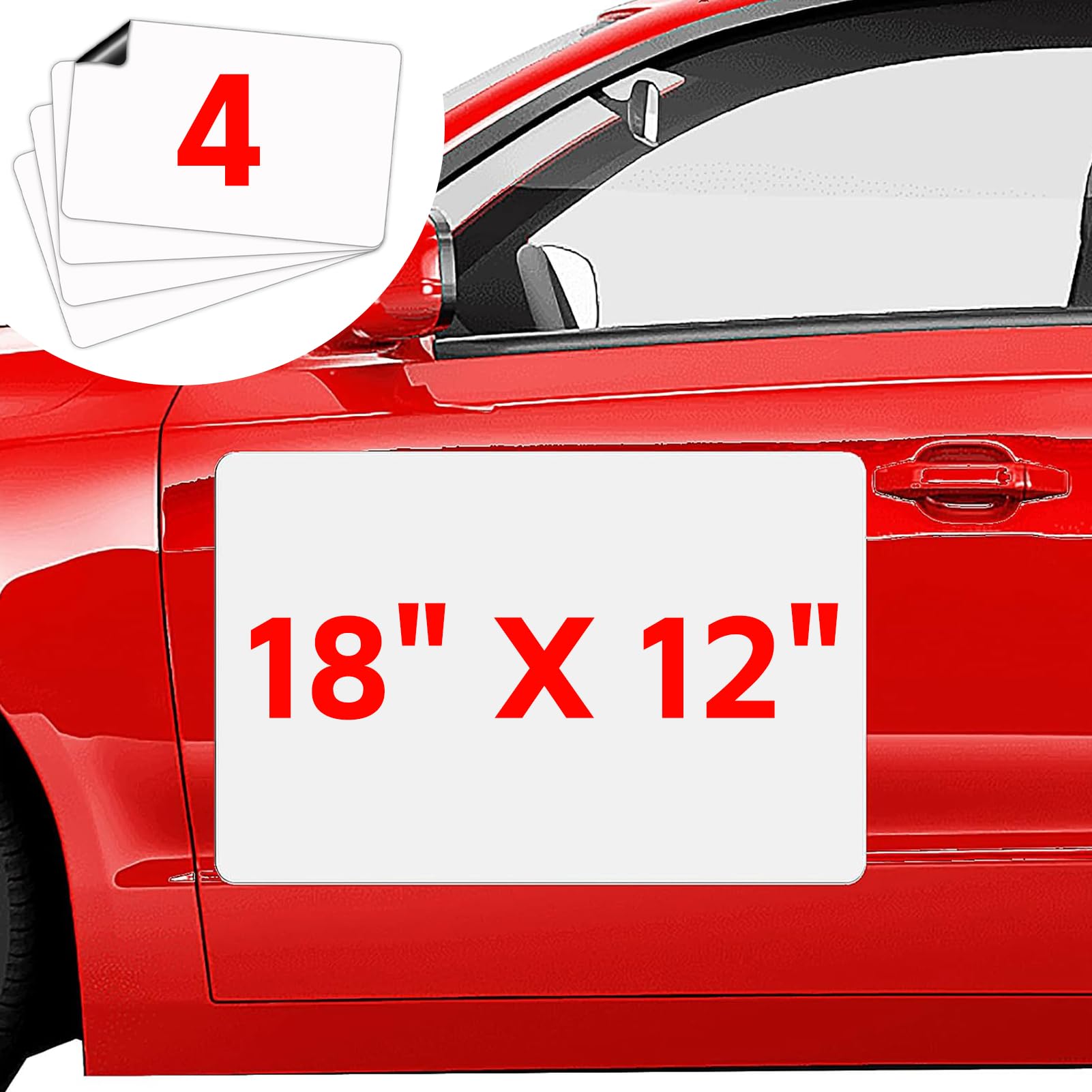 4 Pack Blank Car Magnets, 18" x 12" Car Door Magnets Signs