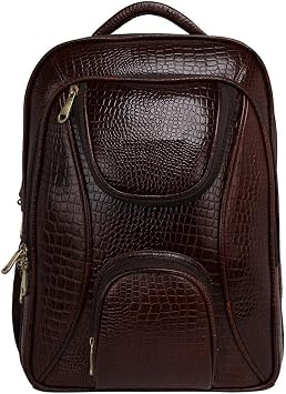 Da leather villa Full Grain Leather Backpack For Men & Women 16 Inch Laptop Backpack Bag Travel Office Backpack Heavy Duty Croc Brown