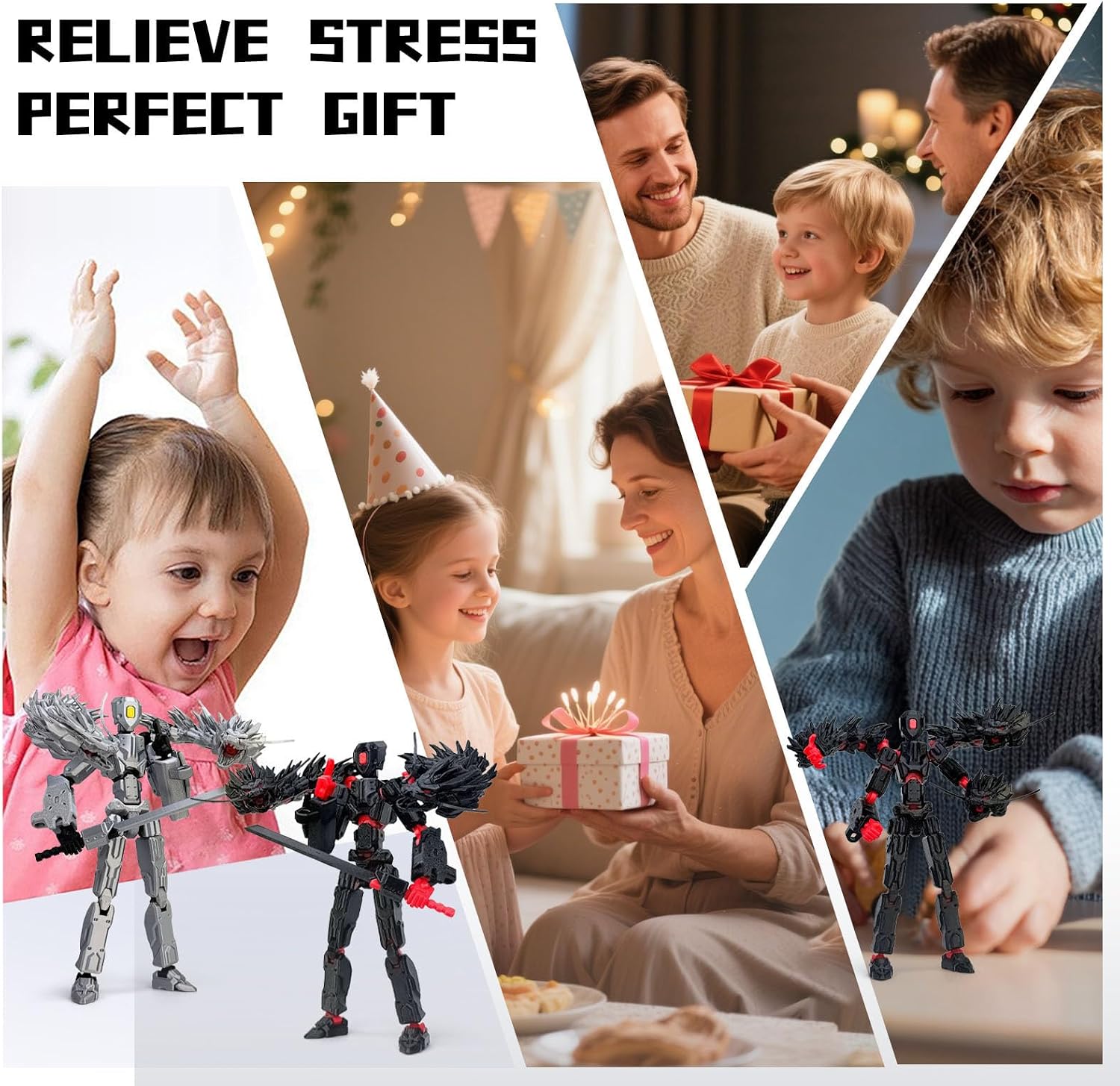 7.5in 3D Printed Articulated Dummy Robo 13 Model Action Figures Toy，Silvery image 3
