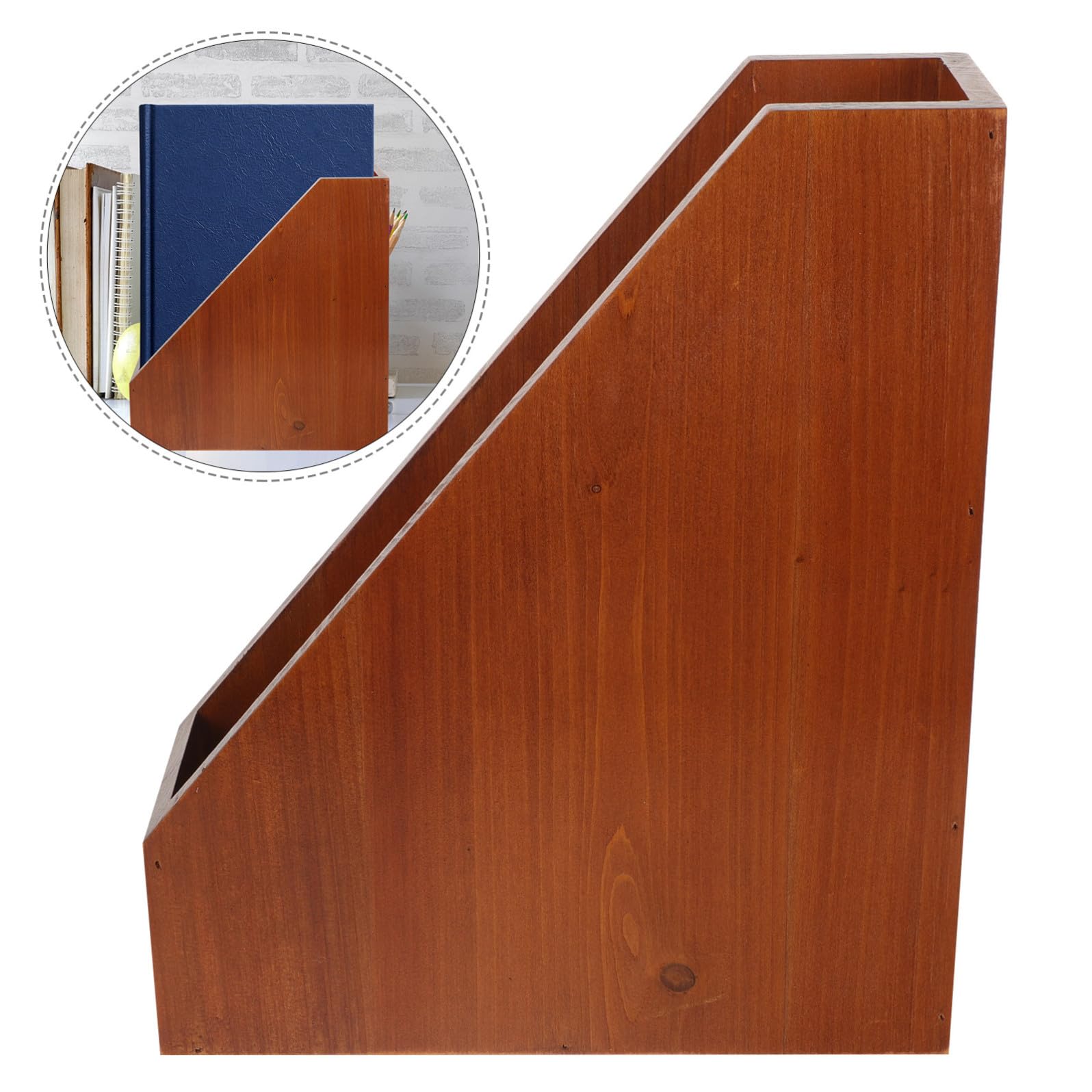 SOLUSTRE Organizzatore da Scrivania in Legno Naturale Cassetta di Stoccaggio Porta Oggetti per Ufficio Camera da Letto e Studi Realizzata in Legno Massello Stabile e Robusto