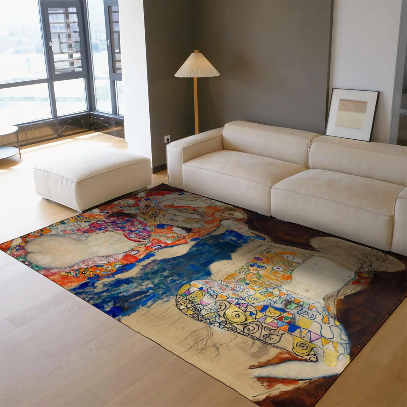 Tapis géométrique vintage 80x120cm lavable tapis de salon rétro