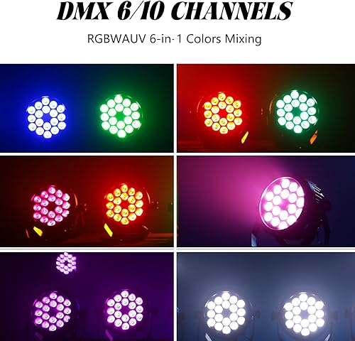 Miniatura 8 de Luces LED Par de luces LED impermeables para exteriores, 18 x 18 W, RGBWA, 6 en 1, luz LED de control DMX, luz de escenario, equipo de DJ,