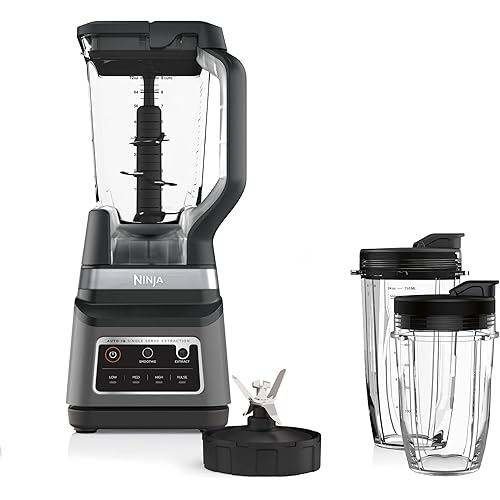 Ninja BN753TGT Professional Blender, 1400 Peak Watts, 2 Auto-iQ Programs, 72-oz Total Crushing Pitcher & Lid, 18-oz & 24-oz Single-Serve Cups, Dark Grey