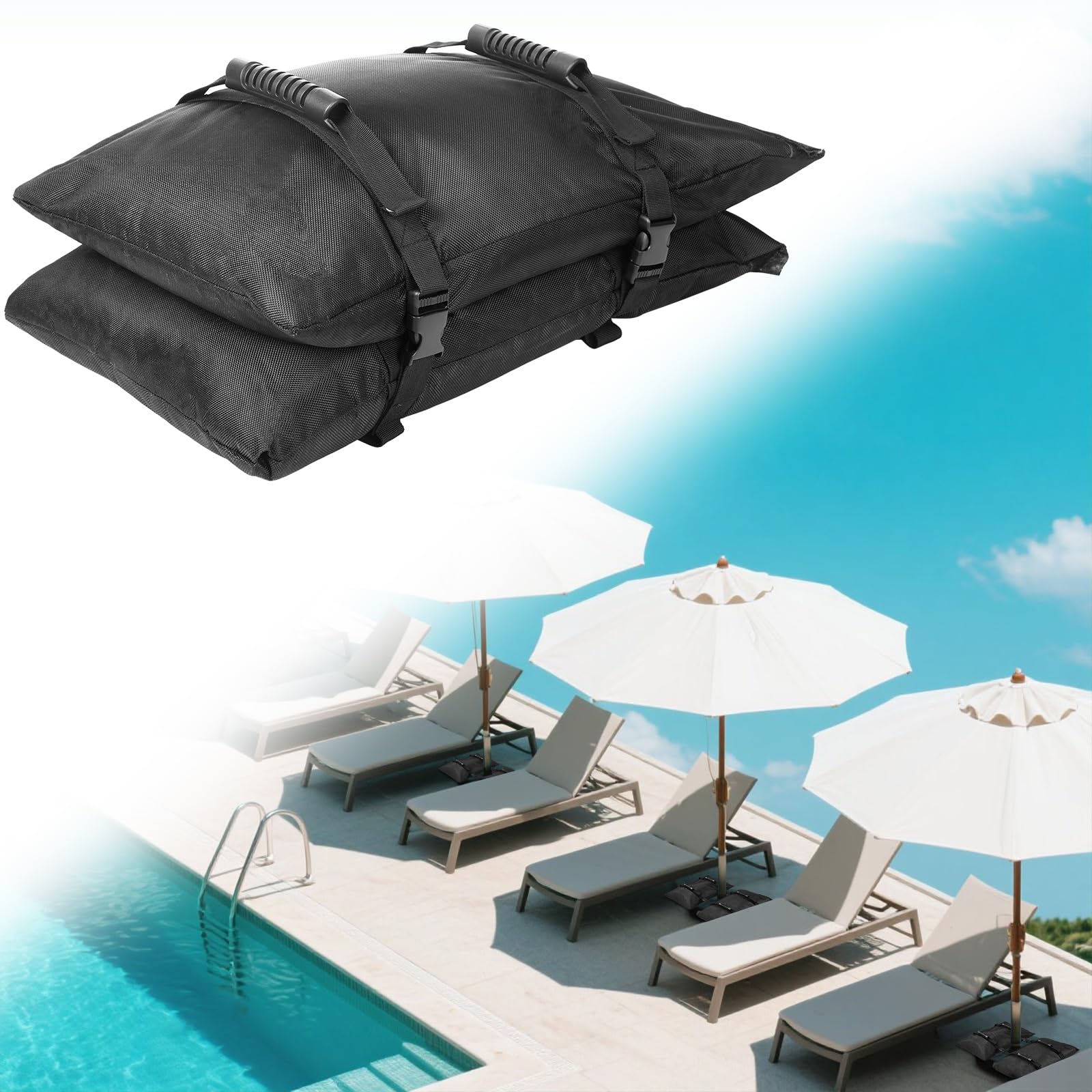 Sandsack-Gewicht für Schirmständer, 2 x 20,4 kg, für den Außenbereich, befüllbare Gewichte, Sandsäcke für freischwingende, versetzte Terrassenschirmständer, Deck, Pool (ohne Sand)