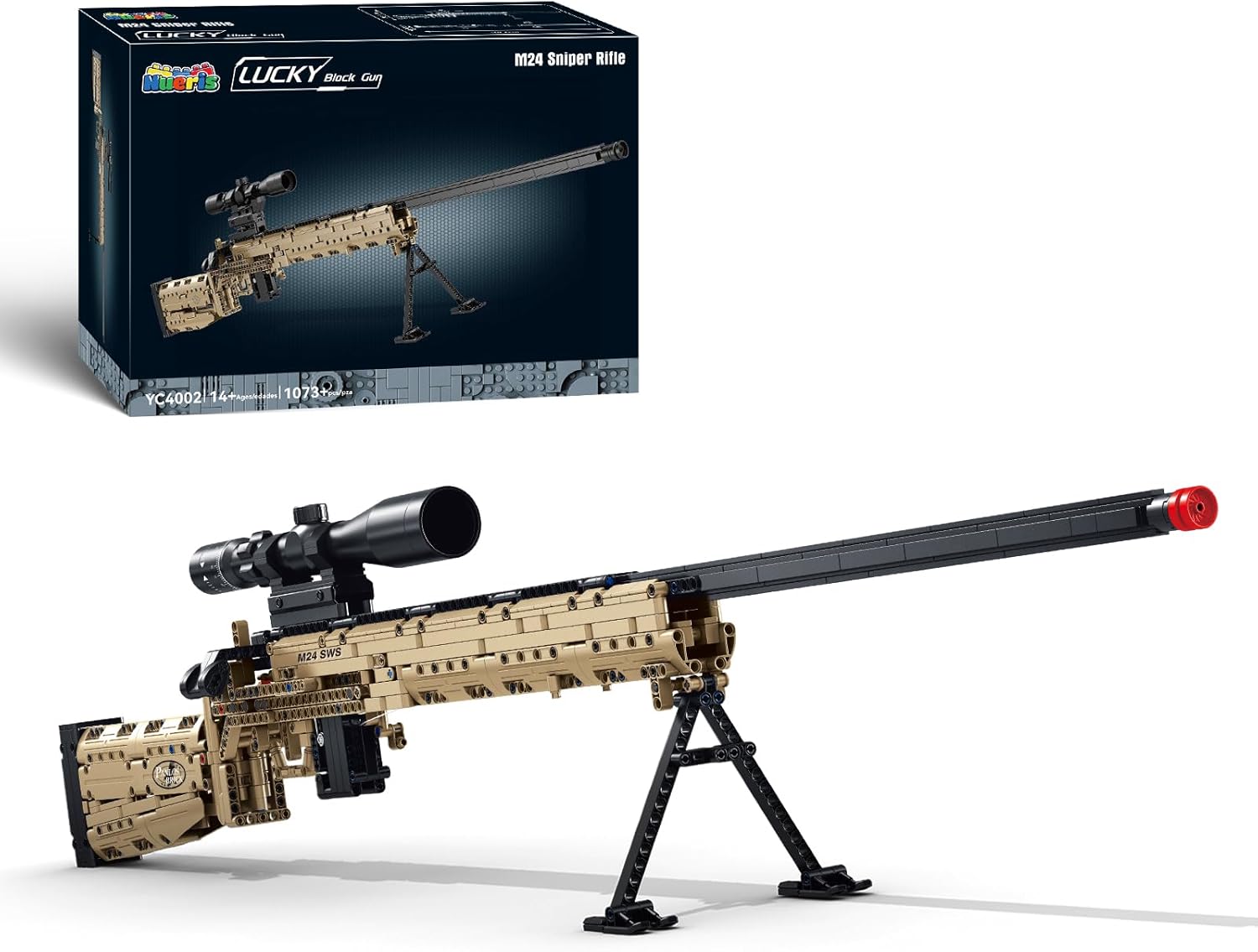 Nueris 1:1 M24 Building Blocks Gun Sets - 1088 PCS Model Guns Collection Toy Building Bricks Sniper Set Shootable - Simulation Militarily Toy Lovers