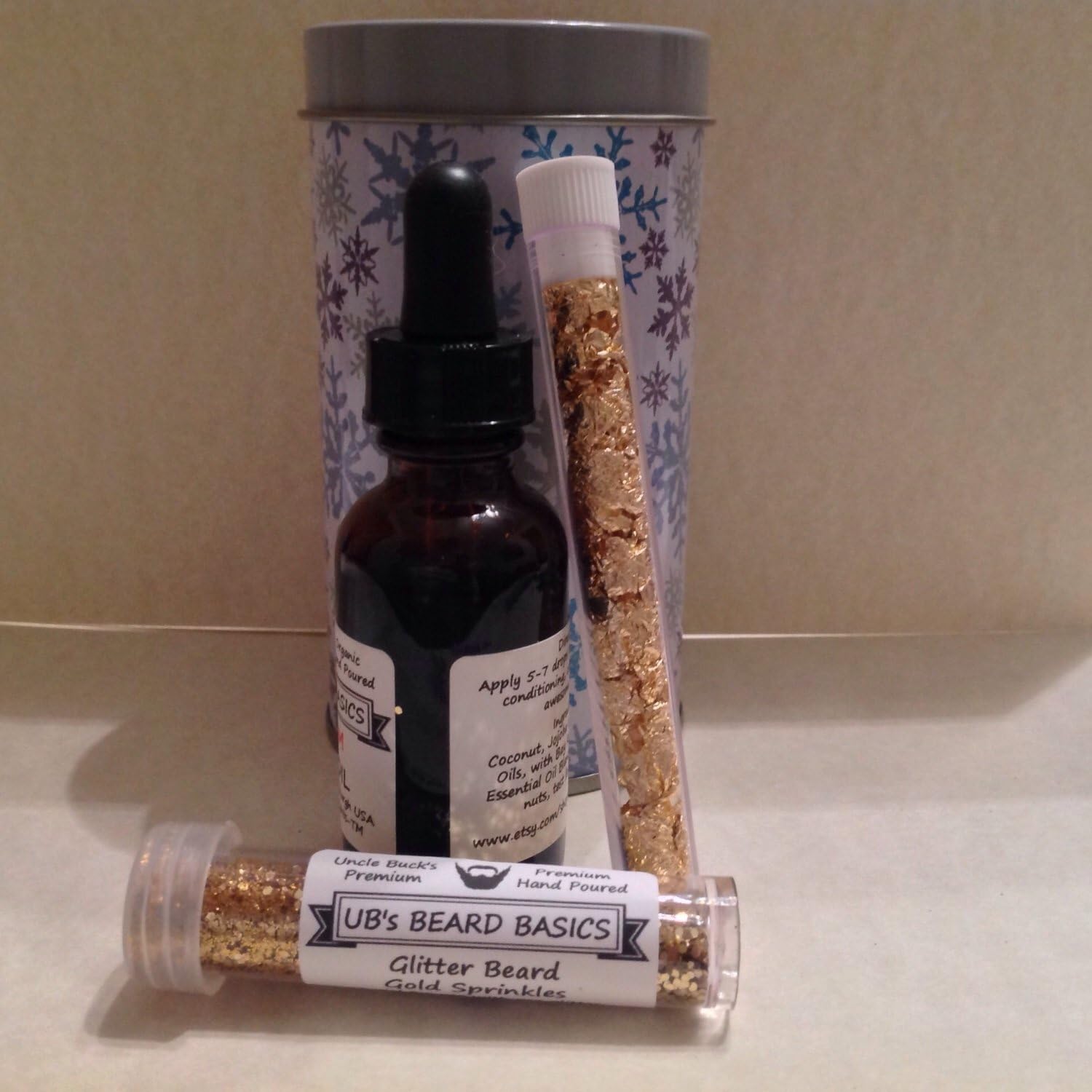 Deluxe Glitter Beard Kit with 24k Alaskan Gold Leaf Flakes