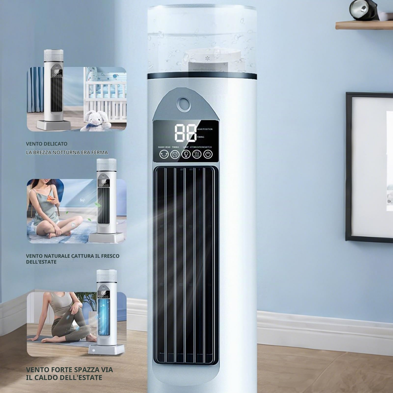 Ventilatore ad aria fredda Raffreddatore evaporativo a velocità regolabile