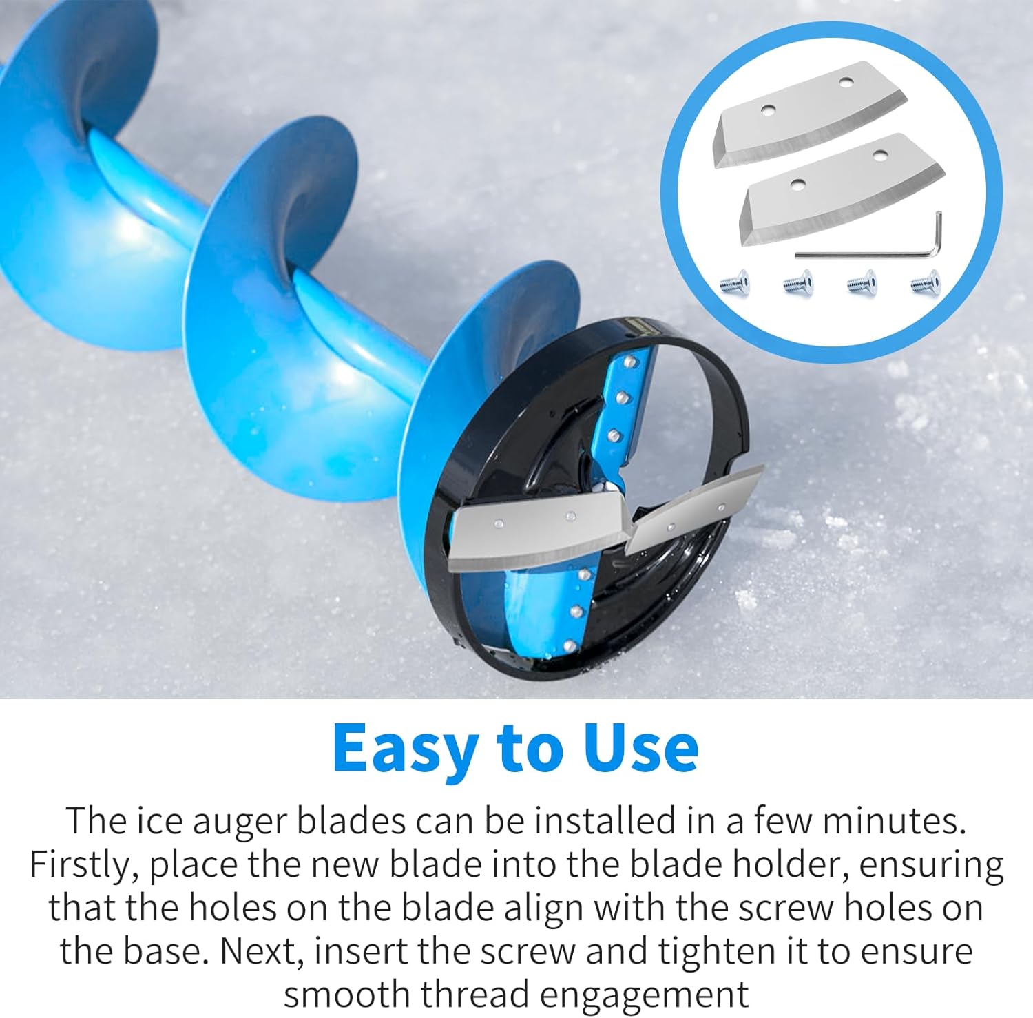 41286 Ice Fishing Auger Blades Compatible with 8" ION Alpha & ION Alpha Plus Ice Fishing Turbo Auger, 8 Inch Ice Auger Blades for Smooth Ice Auger Cutting - High Speed Steel