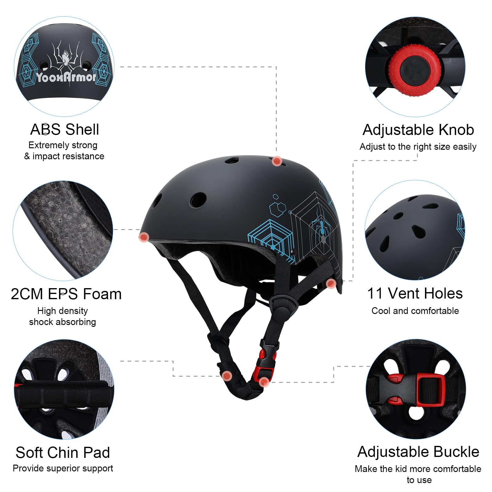 Casco da Bici per Bambini per Bambini di Età Ccompresa tra i 3 e gli 8 anni,Set di Protezioni Sportive Leggere con Ginocchiere, Gomitiere e Polsiere per lo Skateboarding/la Bicicletta/lo Scooter