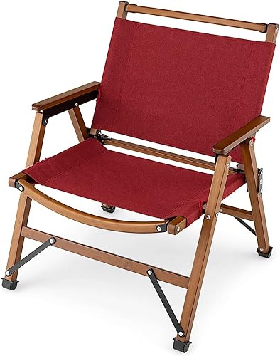 Silla de patio versátil roja con reposabrazos portátil marco de bambú resistente asiento ergonómico y respaldo ligero compacto y plegable perfecto