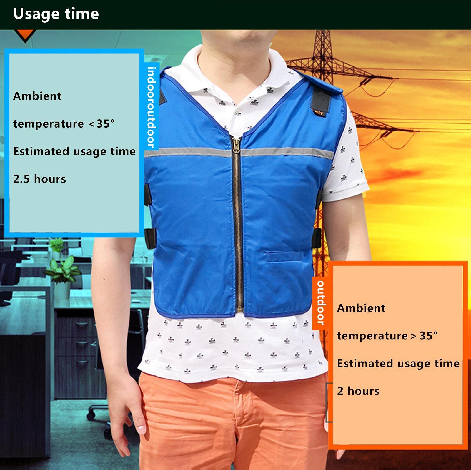 Kühlweste mit Kühlakkus, Sommer-Eisweste zur Wärmeentlastung, kühles EIS-Shirt for Outdoor-Sportarten, persönliche kühlende Kälteweste for Teenager, Männer und Frauen/399
