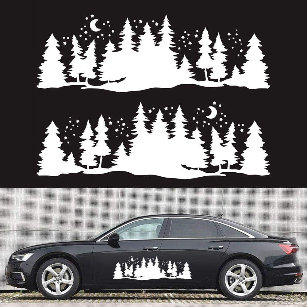 Adesivi decorativi personalizzati per auto, 2 pezzi, adesivi per carrozzeria auto, cofano motore, totem, montagna, decalcomania grafica in vinile, impermeabili, adesivi per auto (bianco)