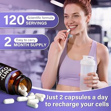 13-in-1 Antioxidants Supplement with NAD, NMNH, Resveratrol, Glutathione & PQQ - Natural Herbal & Fruit Formula - 120 Capsules (60-Day Supply)