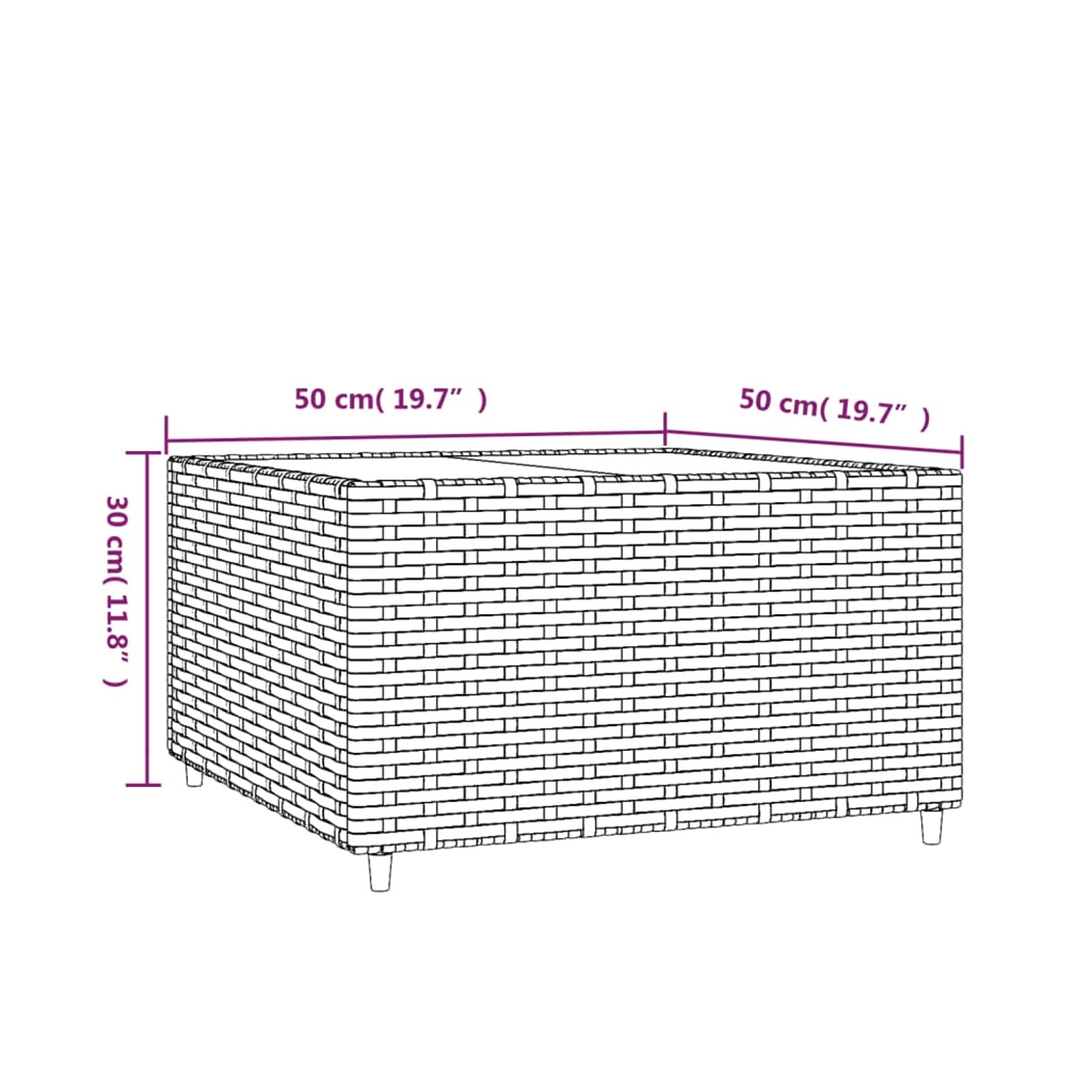 Stolik kawowy na zewnątrz, stół do mebli ogrodowych, idealny na balkon, piknik, podwórko i patio, łatwy montaż, kwadratowy stolik kawowy ogrodowy szary 50 x 50 x 30 cm Poly rattan