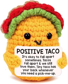 Positive Crochet Taco, Mini Emotional Support Taco, Inspirational Gifts | Self Care Crochet Emotional Support Buddies, Positive Crochet Gifts Birthday Christmas Gift for Mom Dad Friend Teen Coworkers