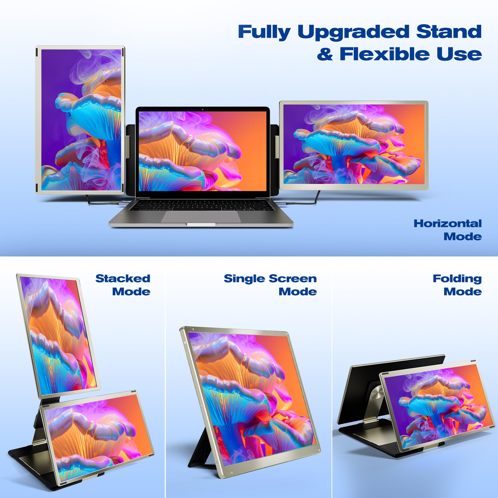 KEFEYA Monitor Portatile 15.6" per di Tutte Dimensioni Laptops venire con HUB H5-T, Schermo Portatile con 80 NTSC FHD 1080P Portable Monitor Schermo HDMI/USB-C Plug and Play (Mac Windows Chrome)