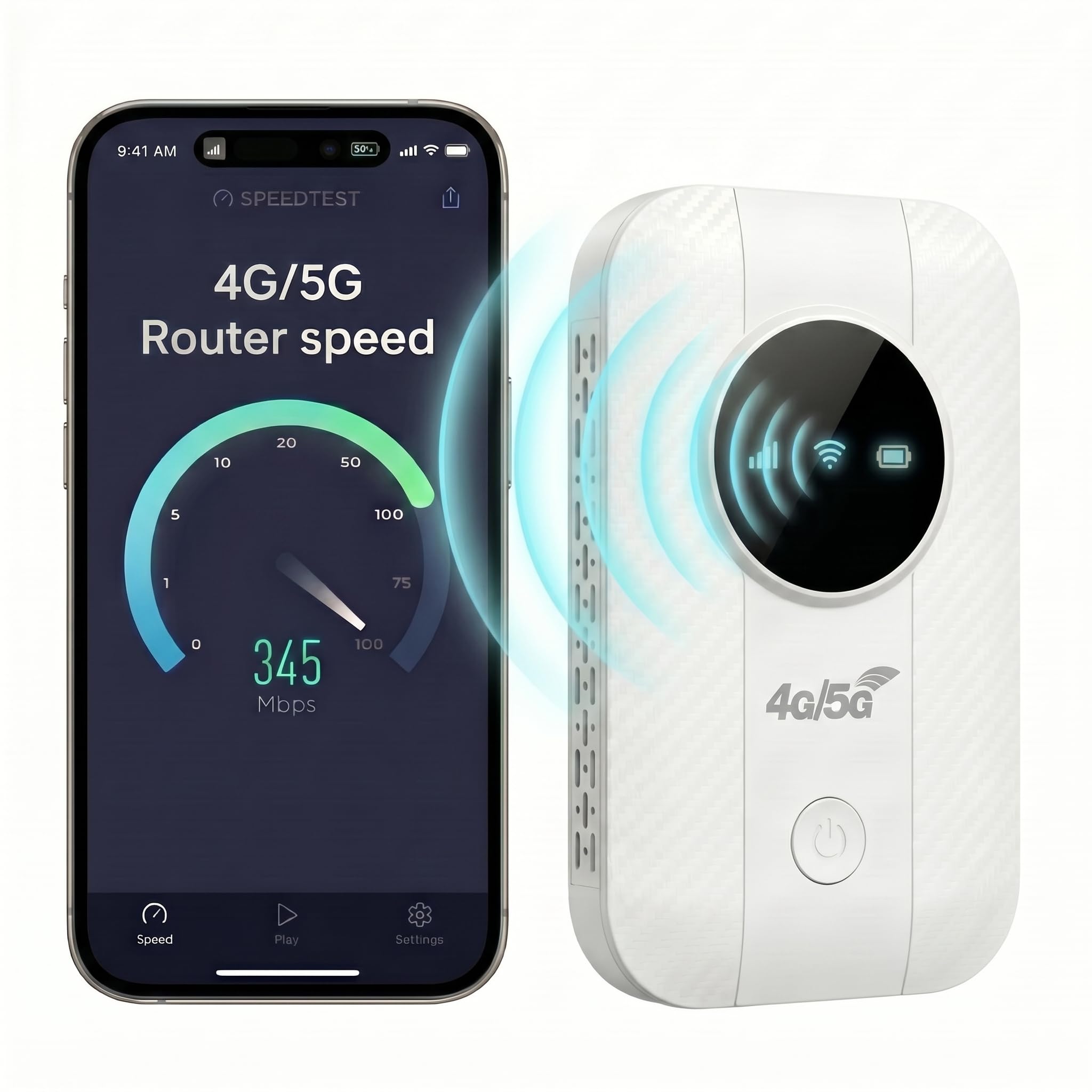 Routeur 5G Portable WiFi 6 avec Slot SIM Déverrouillé,Modem Mobile Haut Débit 5G/4G+,High Speed Travel Hotspot Mini Routeur Mobile,Connecte jusqu'à 32 appareils,Compatible Tous Opérateurs