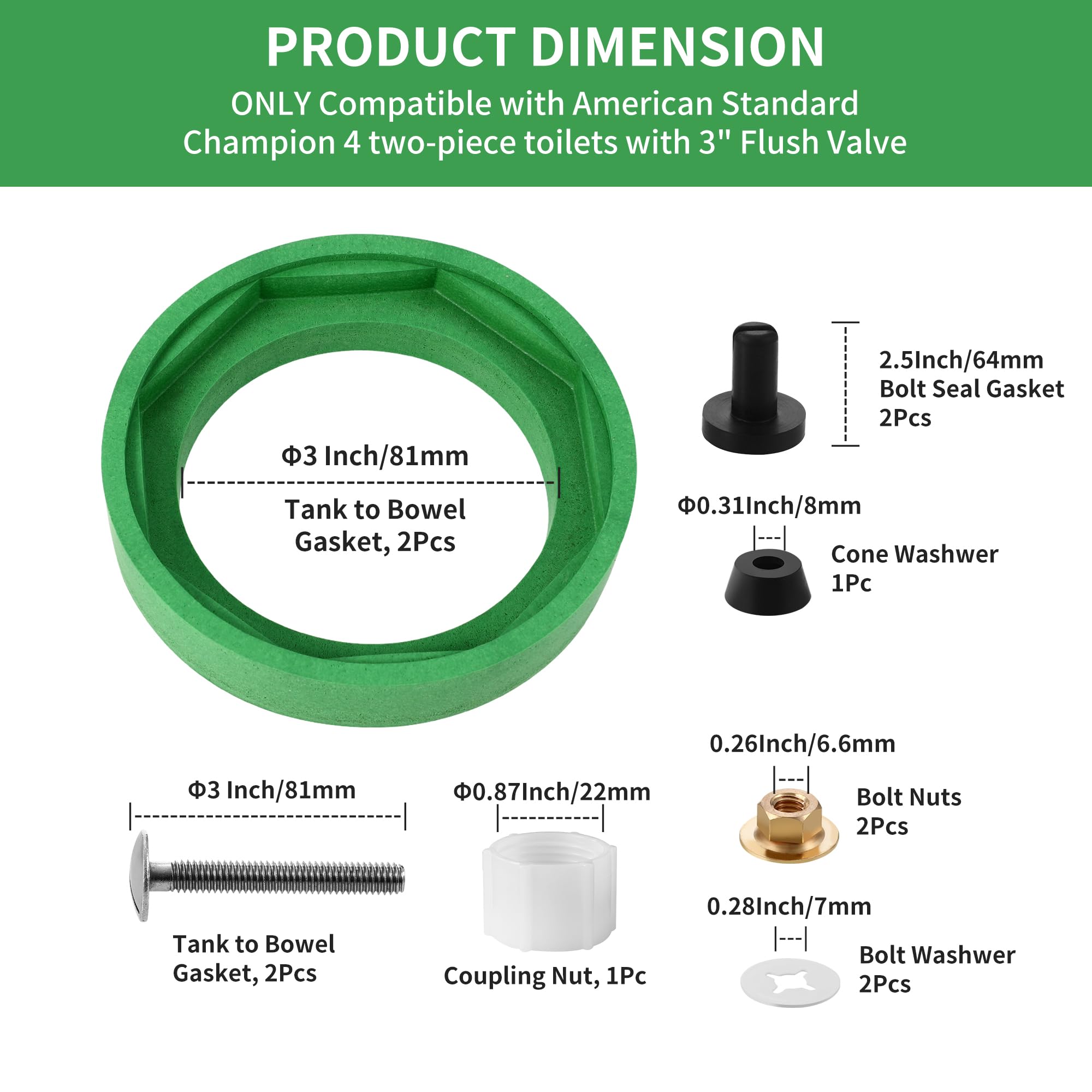 Amazon.com: AS738756-0070A Toilet Tank to Bowl Bolts and Gasket
