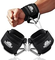 Vista 17 de Puños ajustables para muñeca de neopreno con correas acolchadas para equipos de entrenamiento de fuerza con máquinas de cable