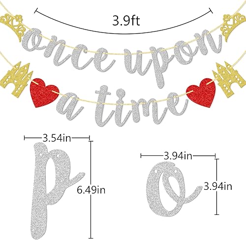 Miniatura 2 de Qttier Once Upon A Time - Cartel con purpurina, cartel premontado para despedida de soltera, compromiso, suministros de decoración de fiesta de boda