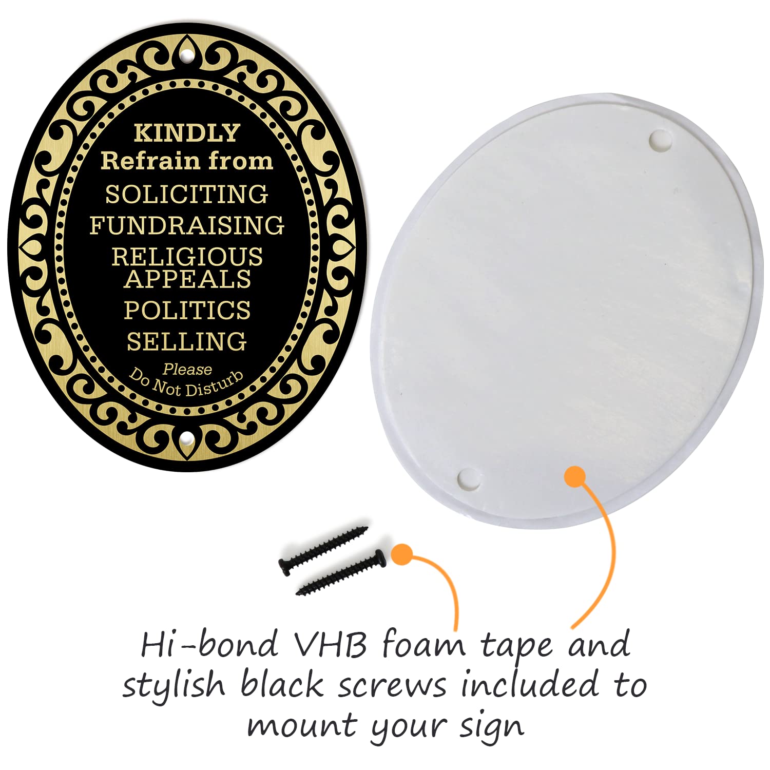 SmartSign Premium No Soliciting Sign, Kindly Refrain from Soliciting Fundraising Religious Appeals Politics Selling Please Do Not Disturb Door Sign | 4