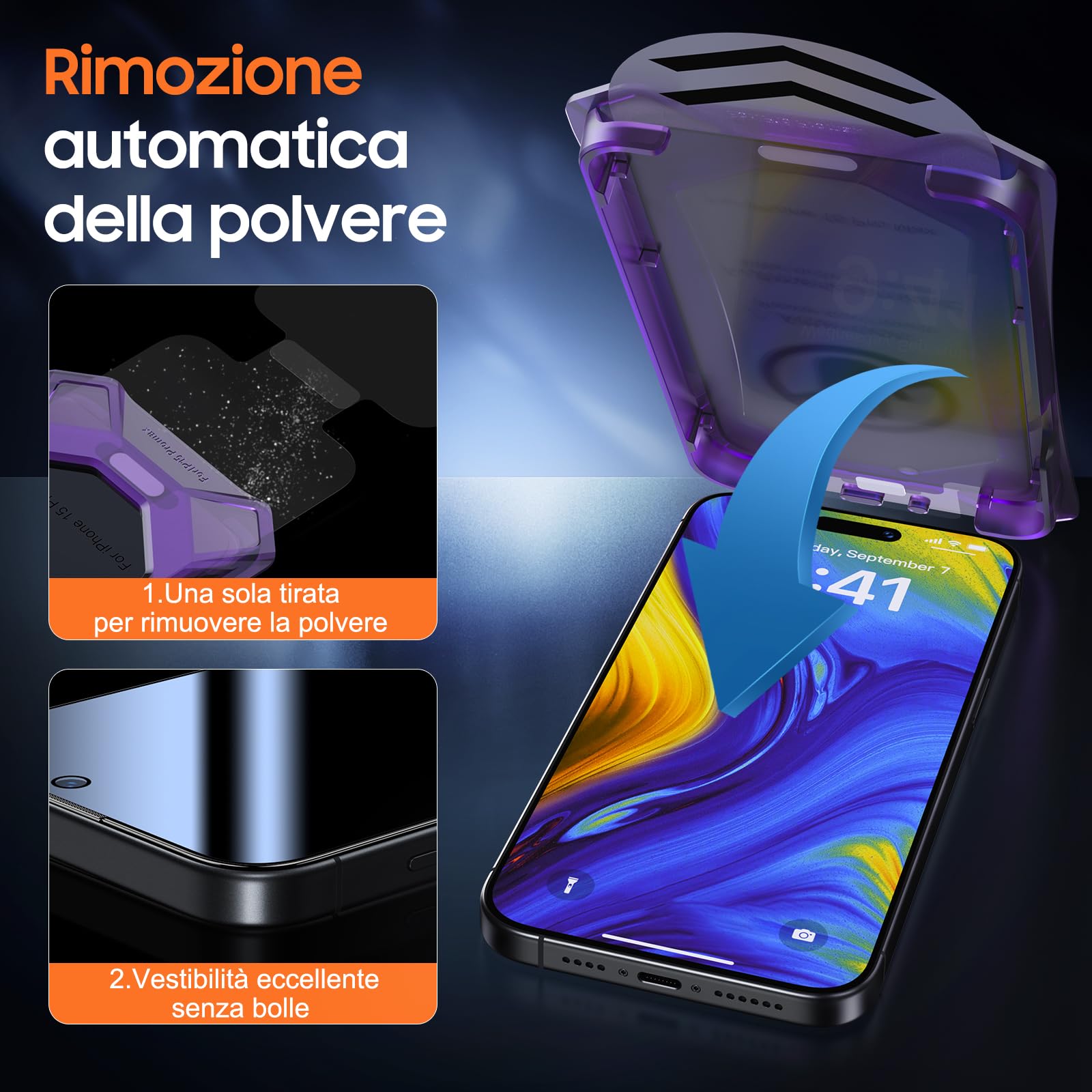 UniqueMe per iPhone 15 Pro Max Privacy Pellicola Protettiva - [Protezione Completa del Display] Anti Spia Privacy Vetro per iPhone 15 Pro Max, Installazione Automatica, 2 Pezzi
