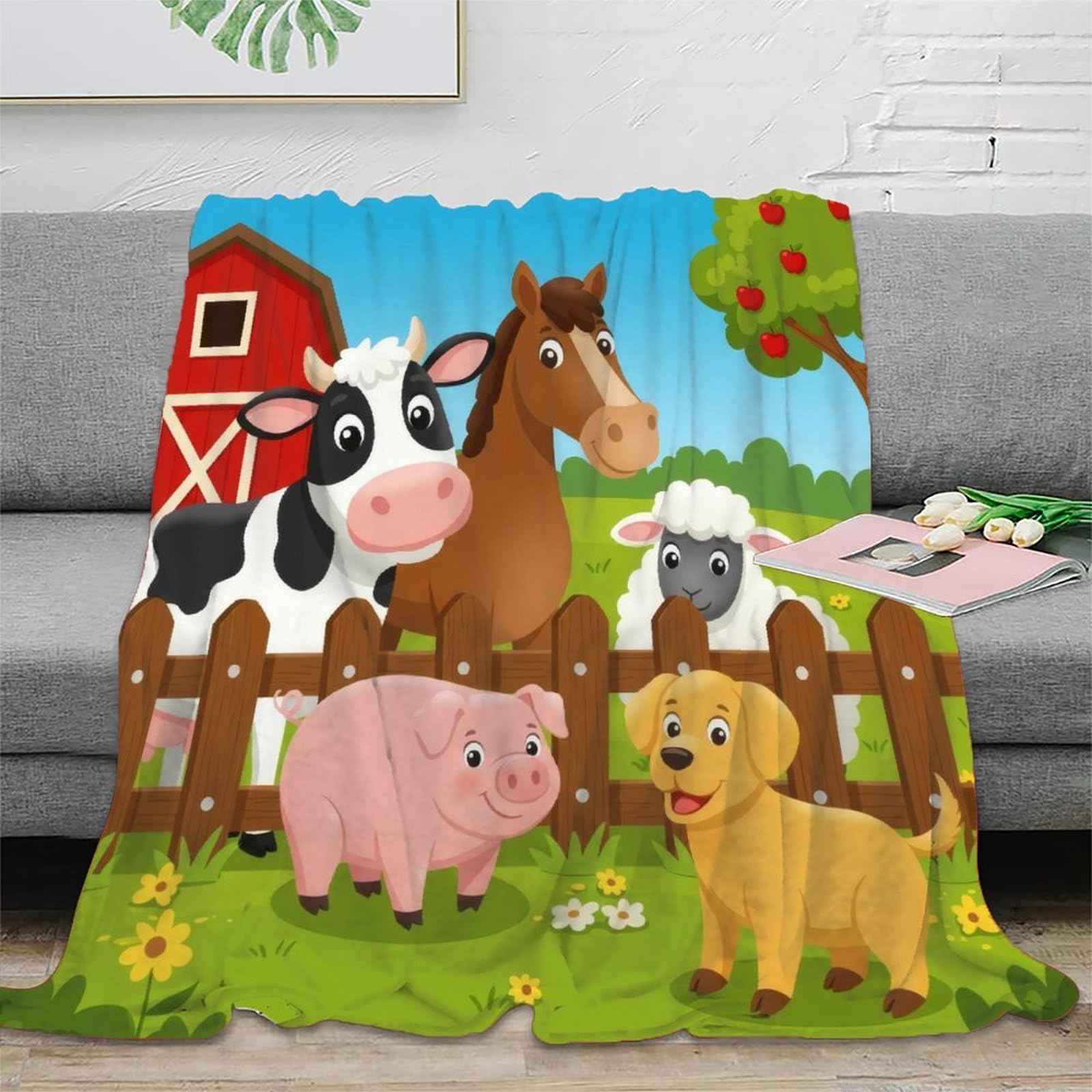 Plaid 3D animaux en microfaser 150x200cm couverture douce pour lit enfant et adulte