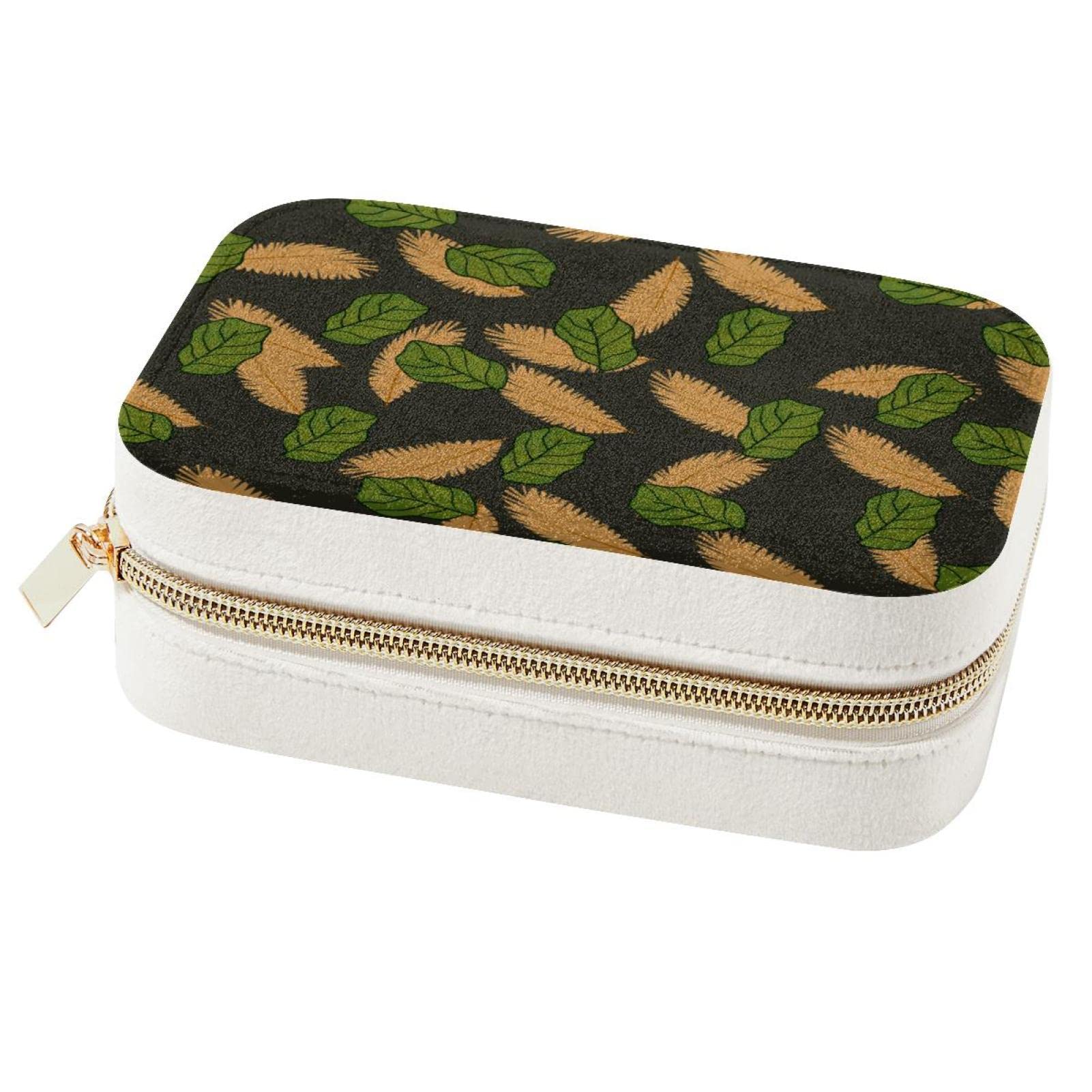 Boîte à bijoux portable en feuilles pour bagues et colliers