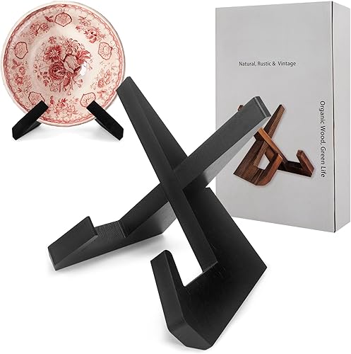 masteymoh Soporte retro para discos de madera natural, soporte retro para discos de vinilo, soporte de discos de madera negra, soporte de placa