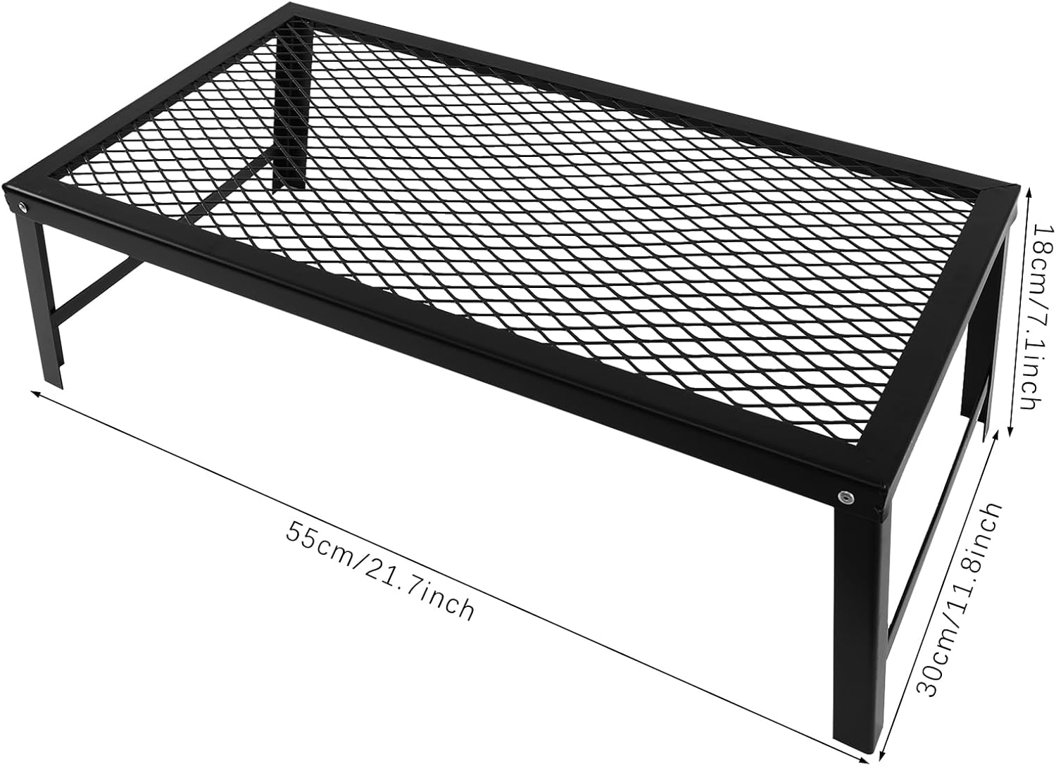 Folding Campfire Grill with Folding Legs, Portable Camping Grates Over Fire Pit, 44lbs Capacity Heavy Duty Steel Mesh Grate, Fish Grilling Rack Camp Fire Cooking Racks for Over Fire Pit