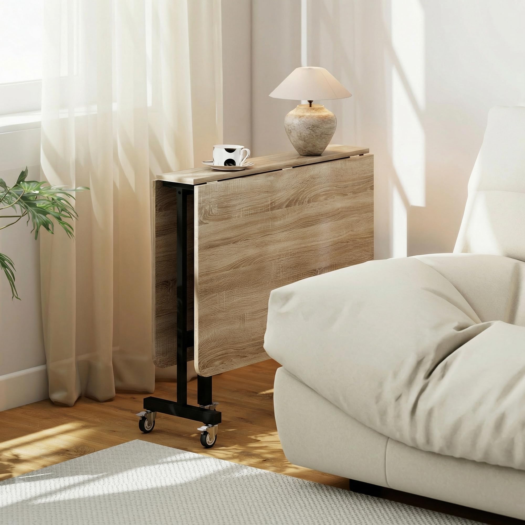 HOMCOM Table Pliante 4-6 pers. 120x80x73 cm chêne+Noir