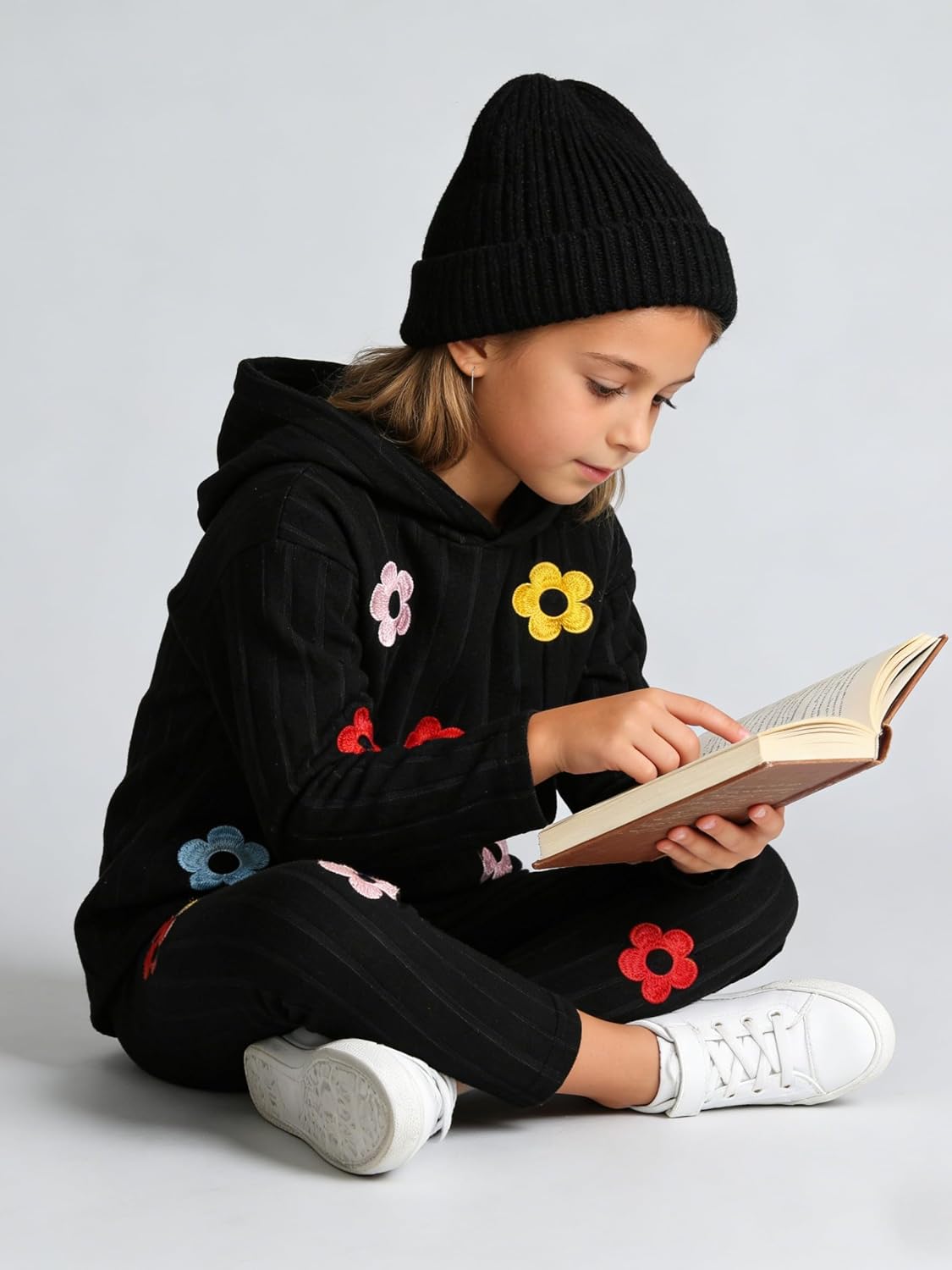 Toddler Kid Girls Clothes Ribbed Color Block Long Sleeve Hoodie Sweatsuit Set Fall Outfits