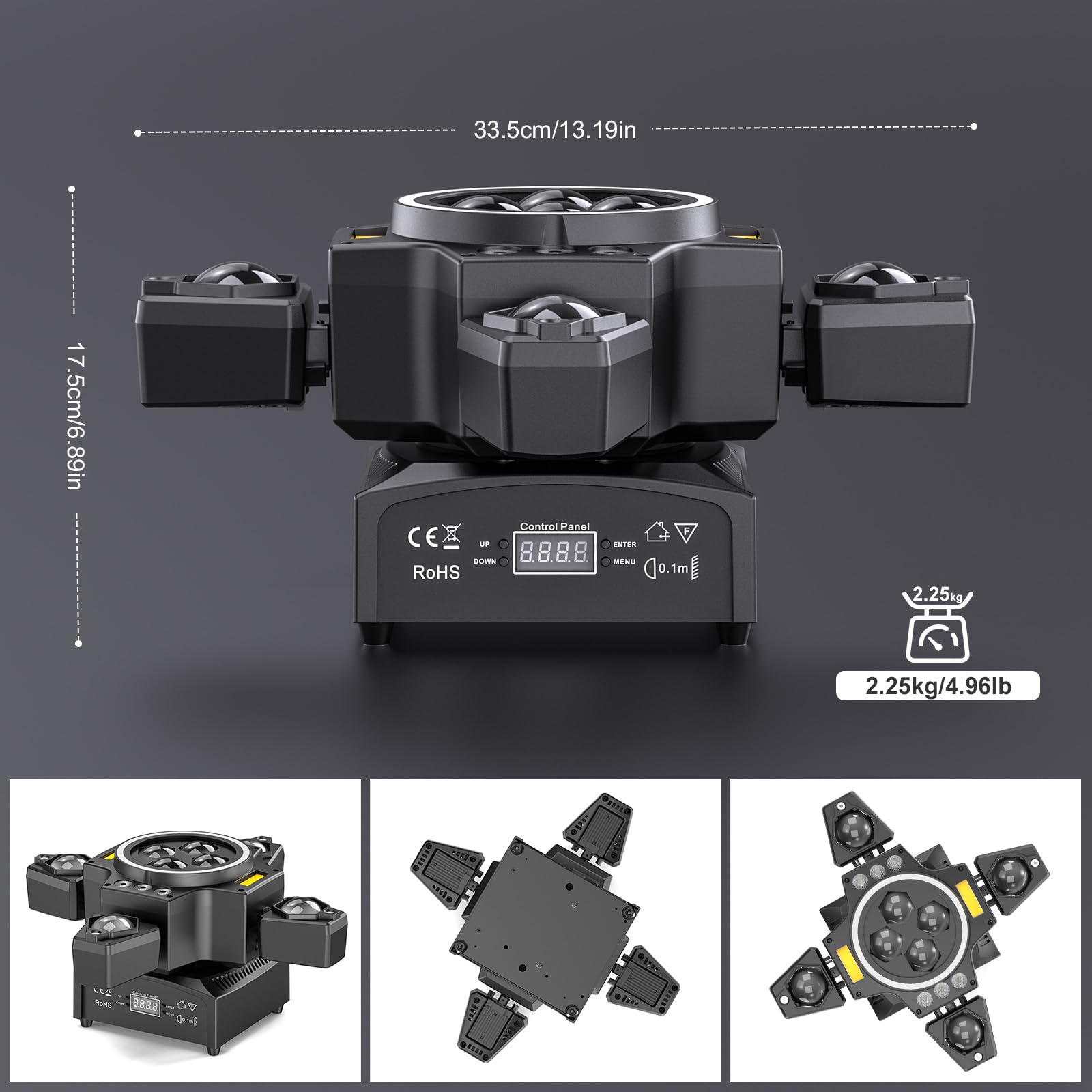 150W Teste Mobili Luci Palcoscenico, Faretto LED RGBW Spot Beam con Telecomando DMX512 Luce Stroboscopica Dorata per Festa Discoteca DJ Bar Matrimoni