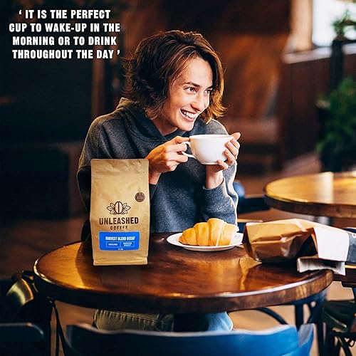 Miniatura 2 de Unleashed Coffee  Café descafeinado Harvest Blend Swiss Water  Tostado medio  Café molido 100% arábica  Café descafeinado sin químicos  Origen único