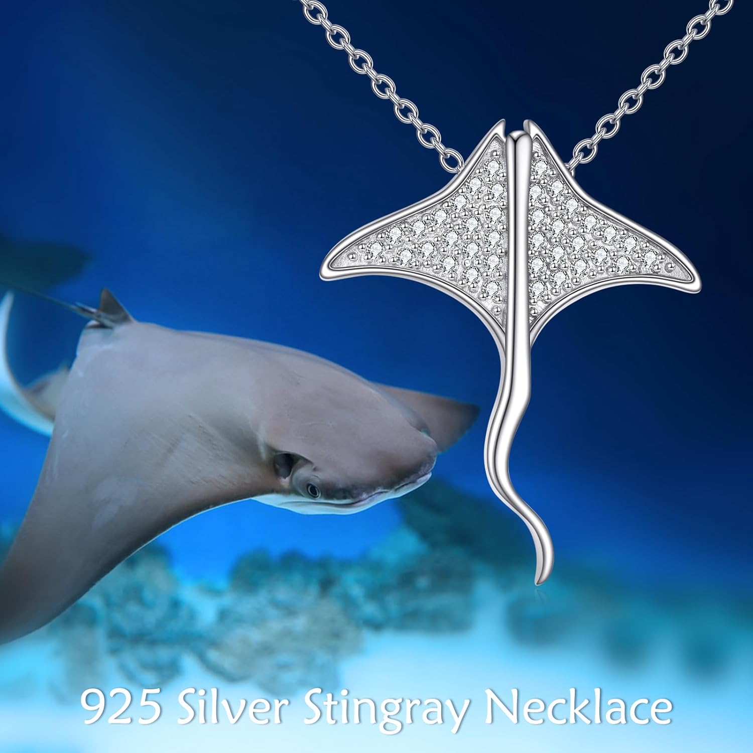 CRMAD Stingray Necklace for Women Sterling Silver Manta Ray Necklace Animal Pendant New Years Jewerly for Women - Image 3