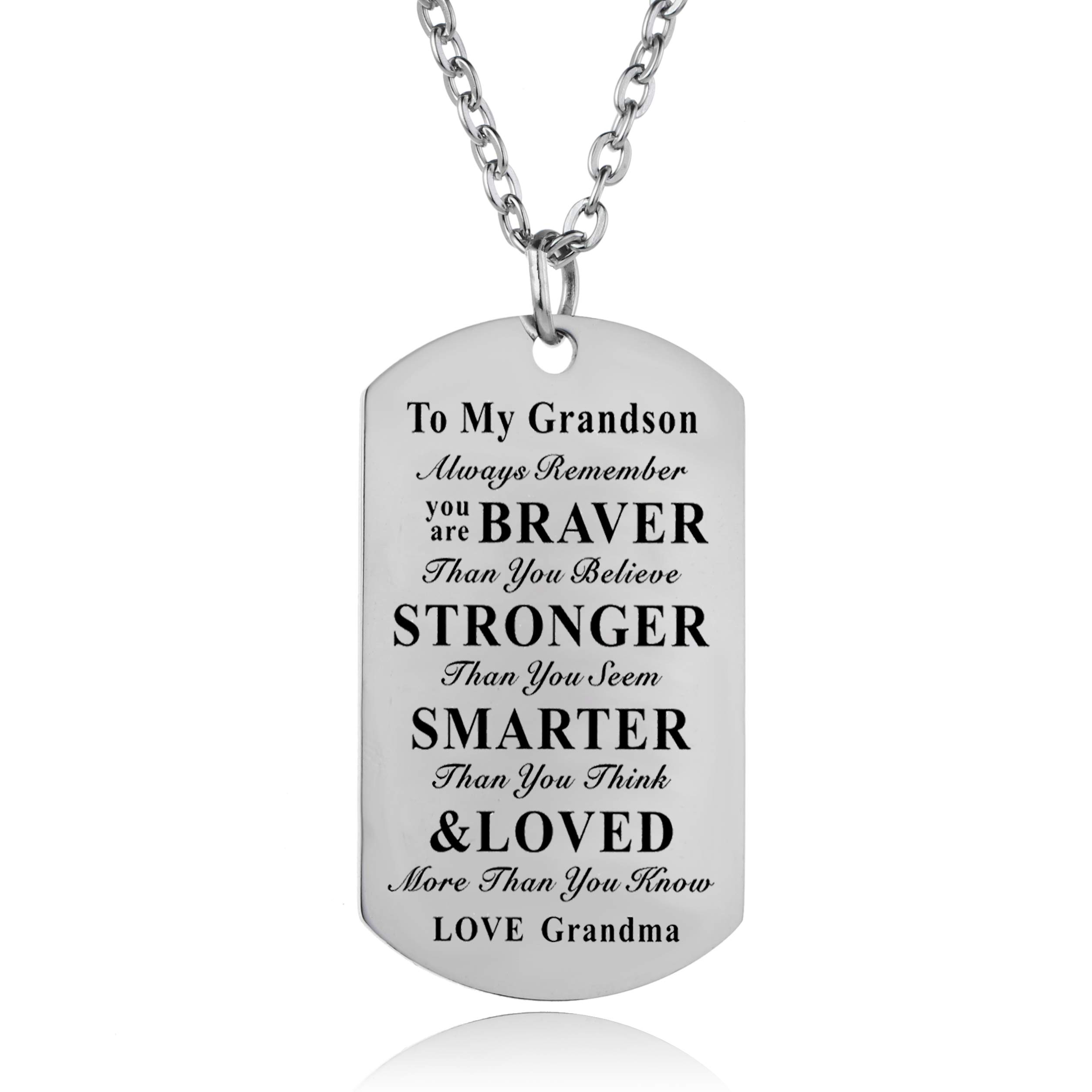 Inspirational Necklace to My Grandson Granddaughter Gift Pendant Necklace from Grandpa Grandfather Grandma Grandmother Girls Boys Jewelry