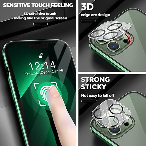 Miniatura 4 de Funda magnética para iPhone 13 Pro, 100 % sensibilidad de pantalla, protector de pantalla antimiradas, doble cara 9H, vidrio 9H, privacidad para