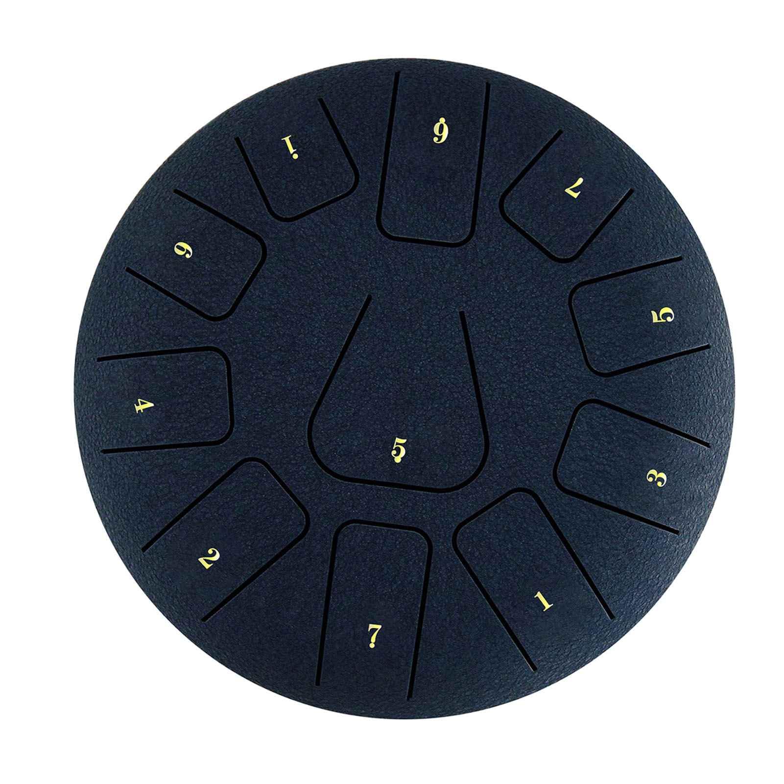 Tamburo a lingua in acciaio steel tongue drum handpan 8 pollici 11 note percussioni per meditazione yoga zen con bacchette plettri dita borsa libro musicale (blu navy)