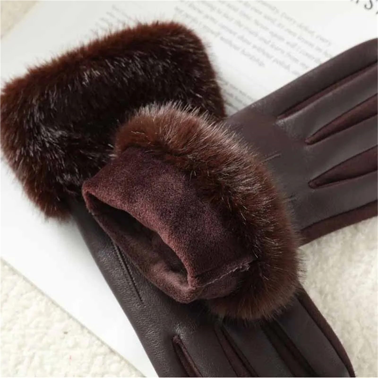 Guanti In Pelle Da Donna Guanti da donna in pelle PU invernali di lusso con polsino morbido, eleganti, caldi, guidare e ciclismo Per Donna