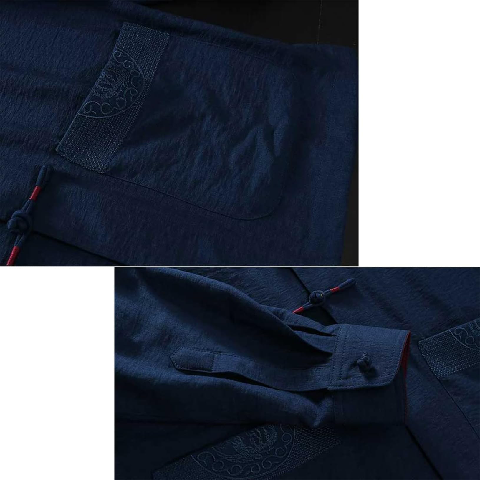 Maschile Cinese da Ricamo Tradizionale Costume a Manica Lunga Arte Marziale Kung Fu Tops Abbigliamento Performance Red-L