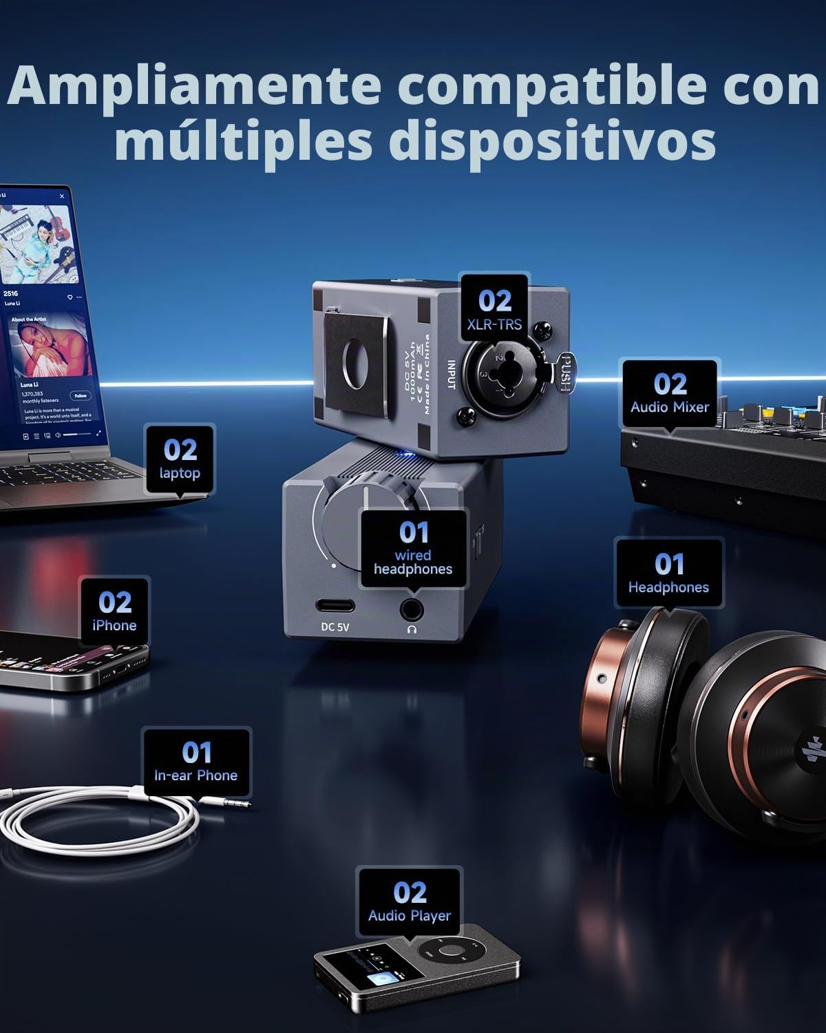 Donner EM1 Auriculares Amplificador de Recargable Monitor Intrauditivo Personal Portátil Analógicos Estéreo Control de Volumen Amplificador de Audio con Entrada XLR y TRS Conector de Salida de 3,5 mm