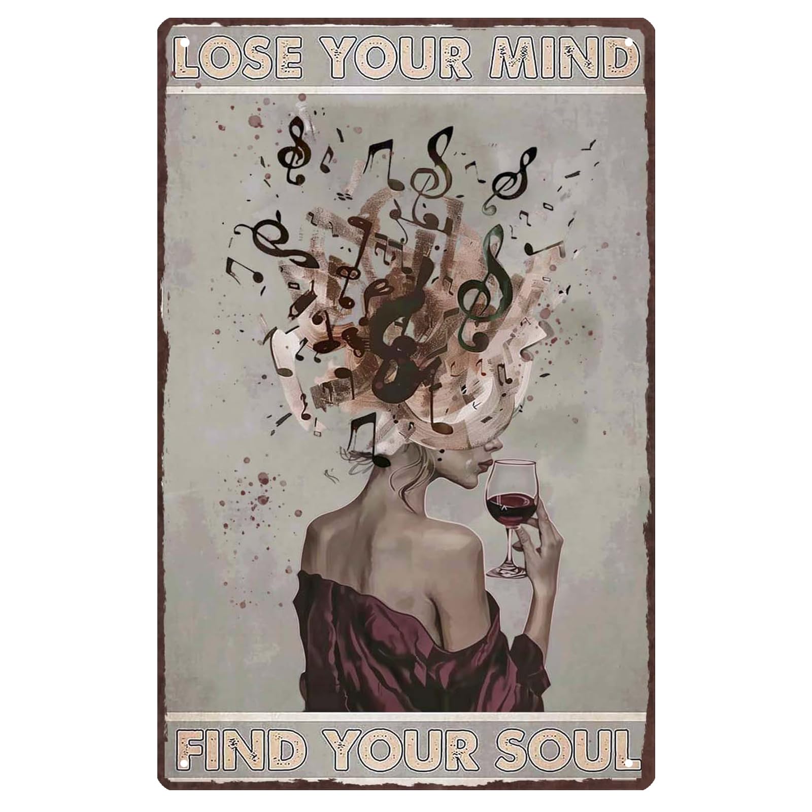 Music Decorations Aesthetic Maximalist Decor-Lose Your Mind Find Your Soul Poster Woman Gift Posters For Room Music Wall Art Decor For Home Garden Bedroom Bar Cafe 8x12 In