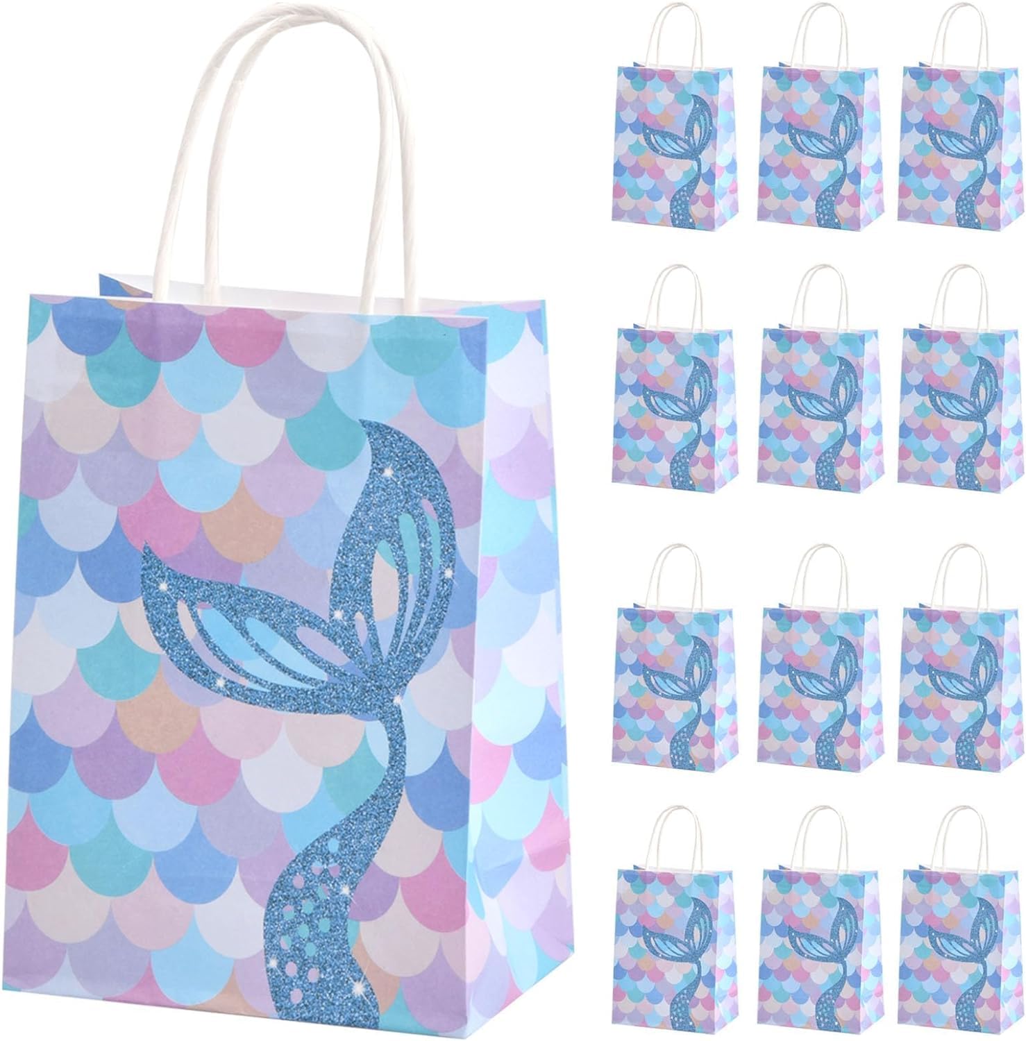 Mermaid Goodie Bags 50 Pack - Under The Sea Party Favor Bags With Handles